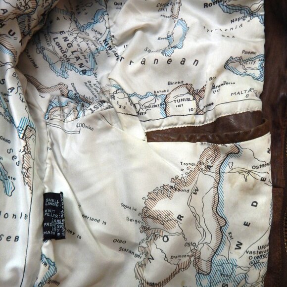 Vintage Brown Leather Bomber Jacket Size Medium YKK Brand - Picture 8 of 11